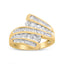 Bague Bypass Multi Rang en Or Jaune 10K avec Diamants - Taille 7