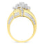 Bague en diamant croisée en or jaune 10K avec diamants ronds et baguette - Taille 7-1/2