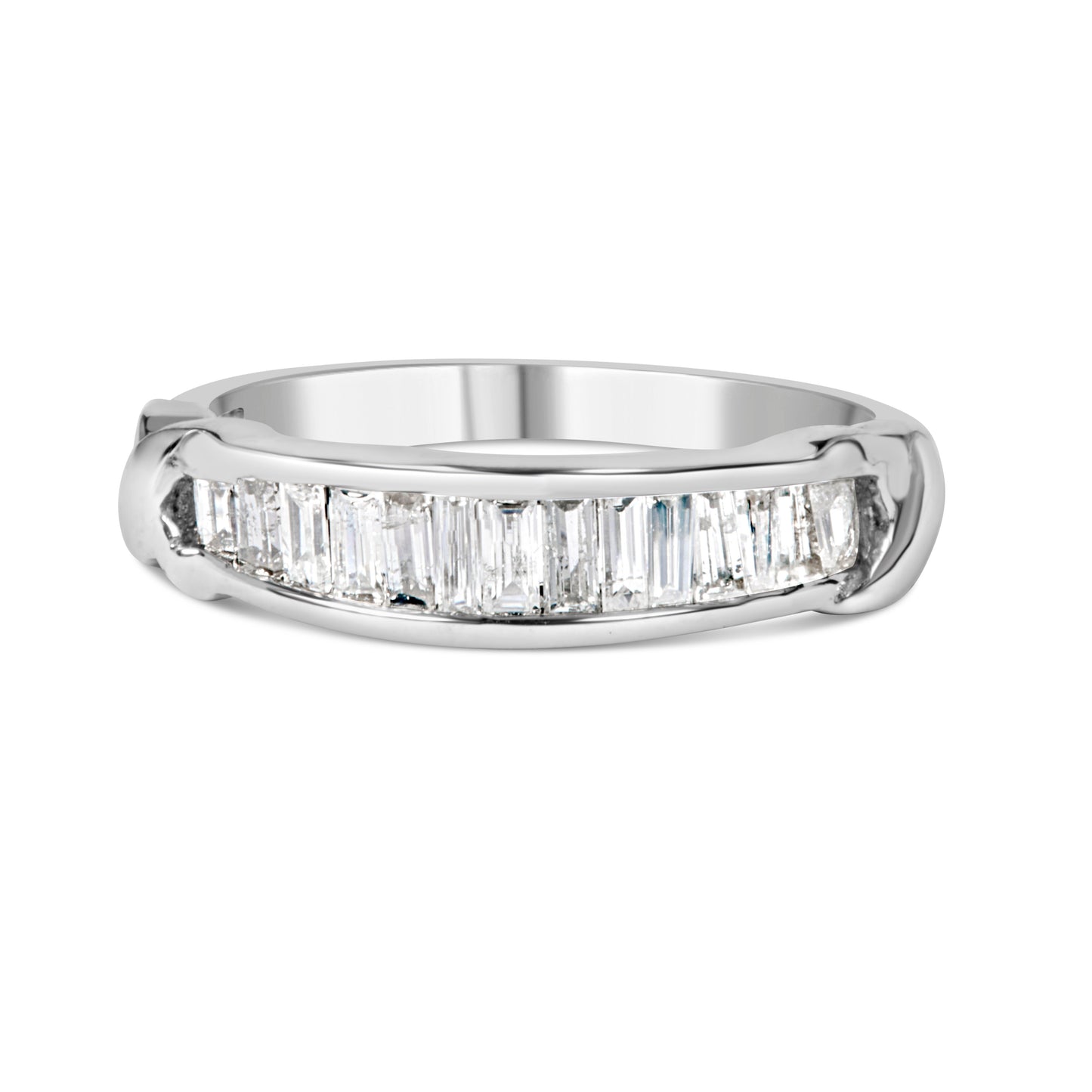 Anillo de boda de diamantes en corte baguette de plata esterlina .925