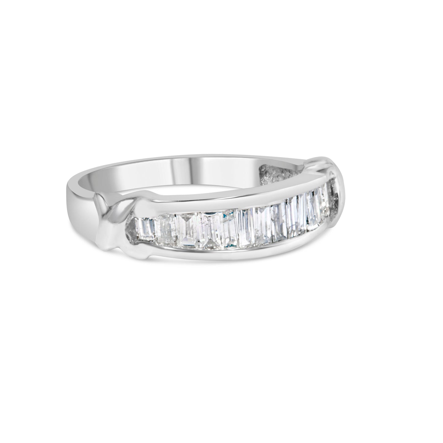 Anillo de boda de diamantes en corte baguette de plata esterlina .925