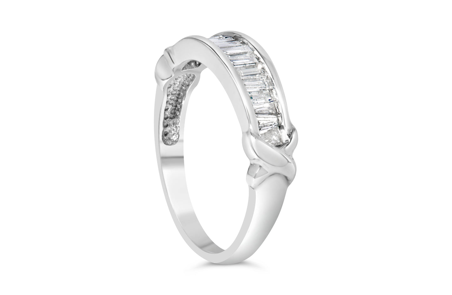 Anillo de boda de diamantes en corte baguette de plata esterlina .925
