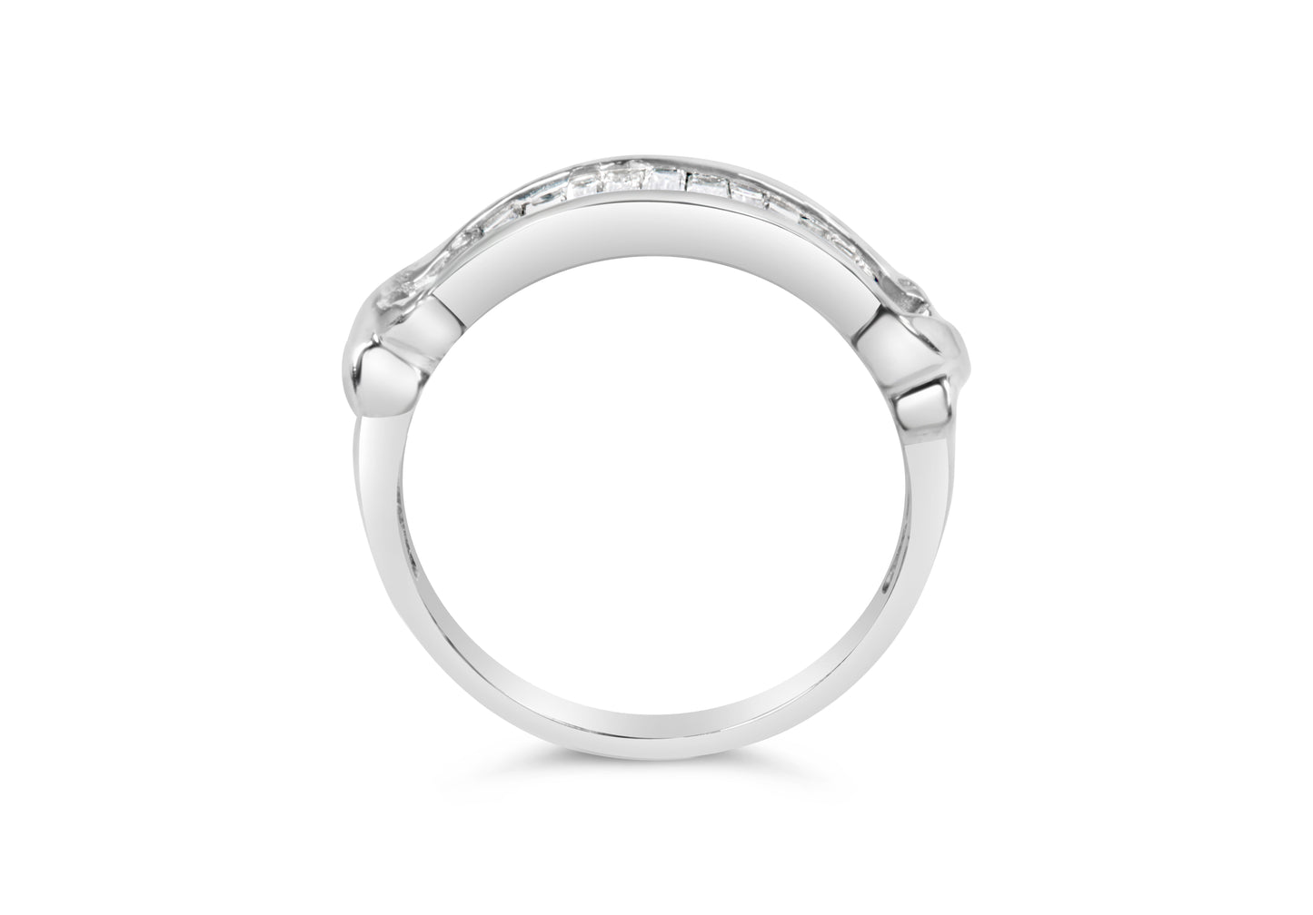 Anillo de boda de diamantes en corte baguette de plata esterlina .925