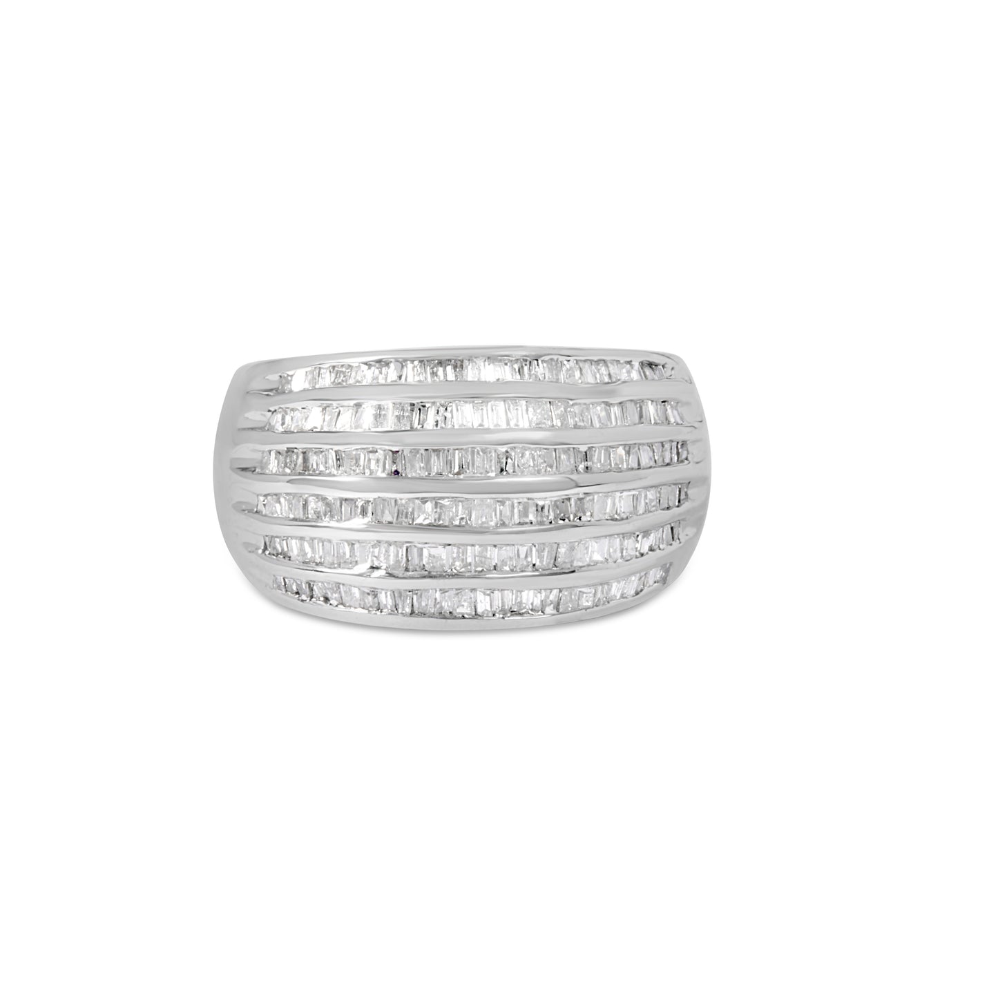 Anillo de cóctel de diamantes en corte baguette de plata esterlina .925 - Talla 6-1/2
