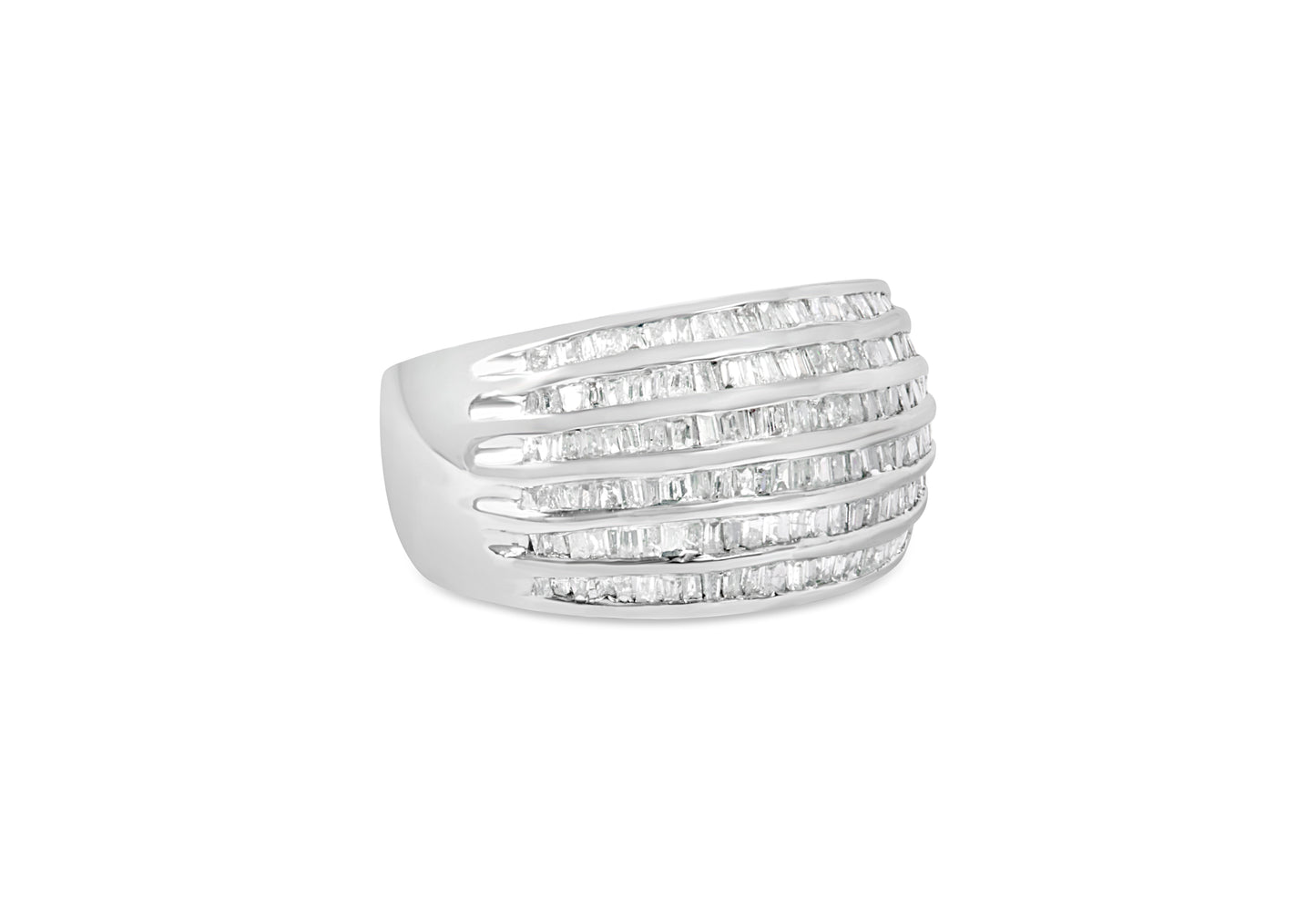 Anillo de cóctel de diamantes en corte baguette de plata esterlina .925 - Talla 6-1/2