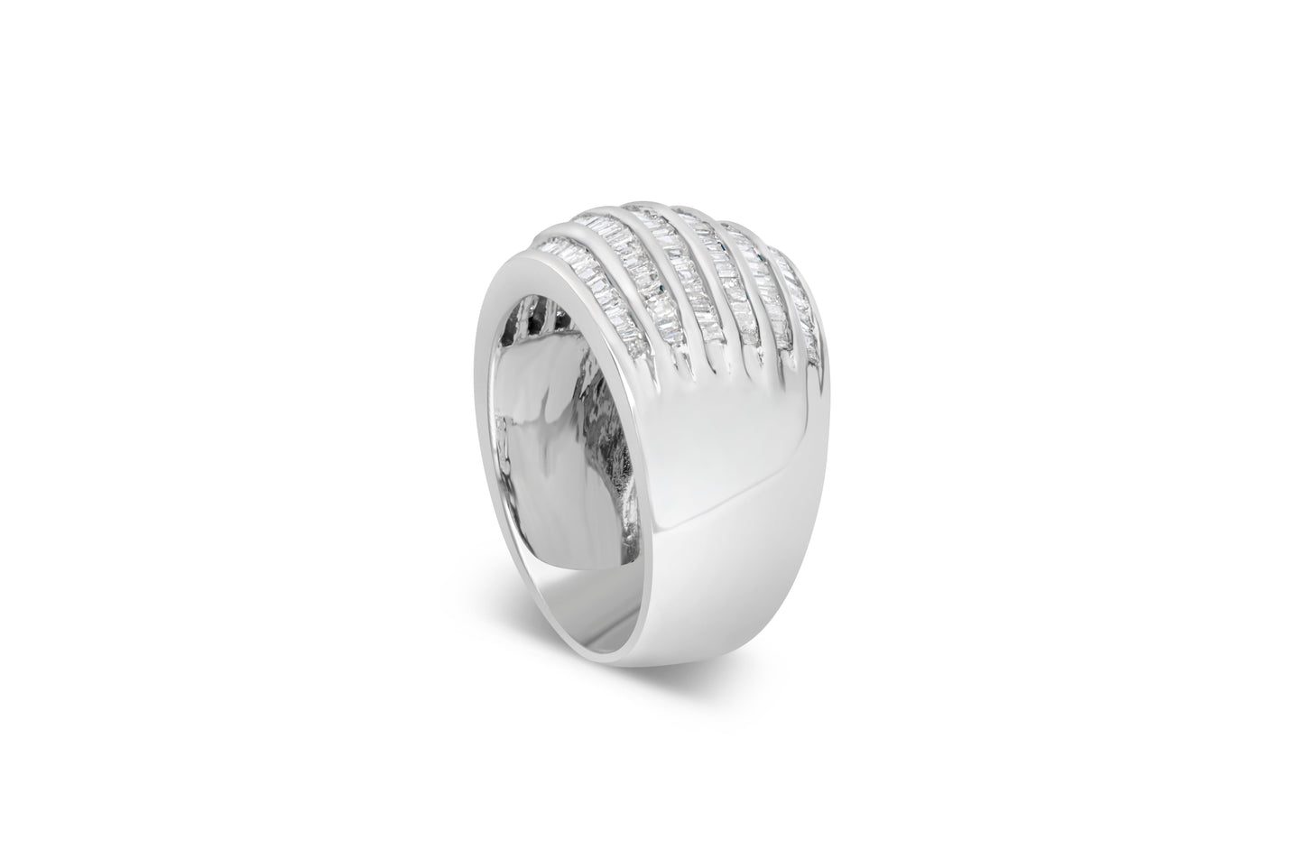 Anillo de cóctel de diamantes en corte baguette de plata esterlina .925 - Talla 6-1/2