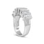 Bague de mariage multi-rangs en diamant taillé en baguette en argent sterling .925