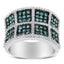 Bague cocktail en or blanc 14K avec diamants bleus - Taille 6