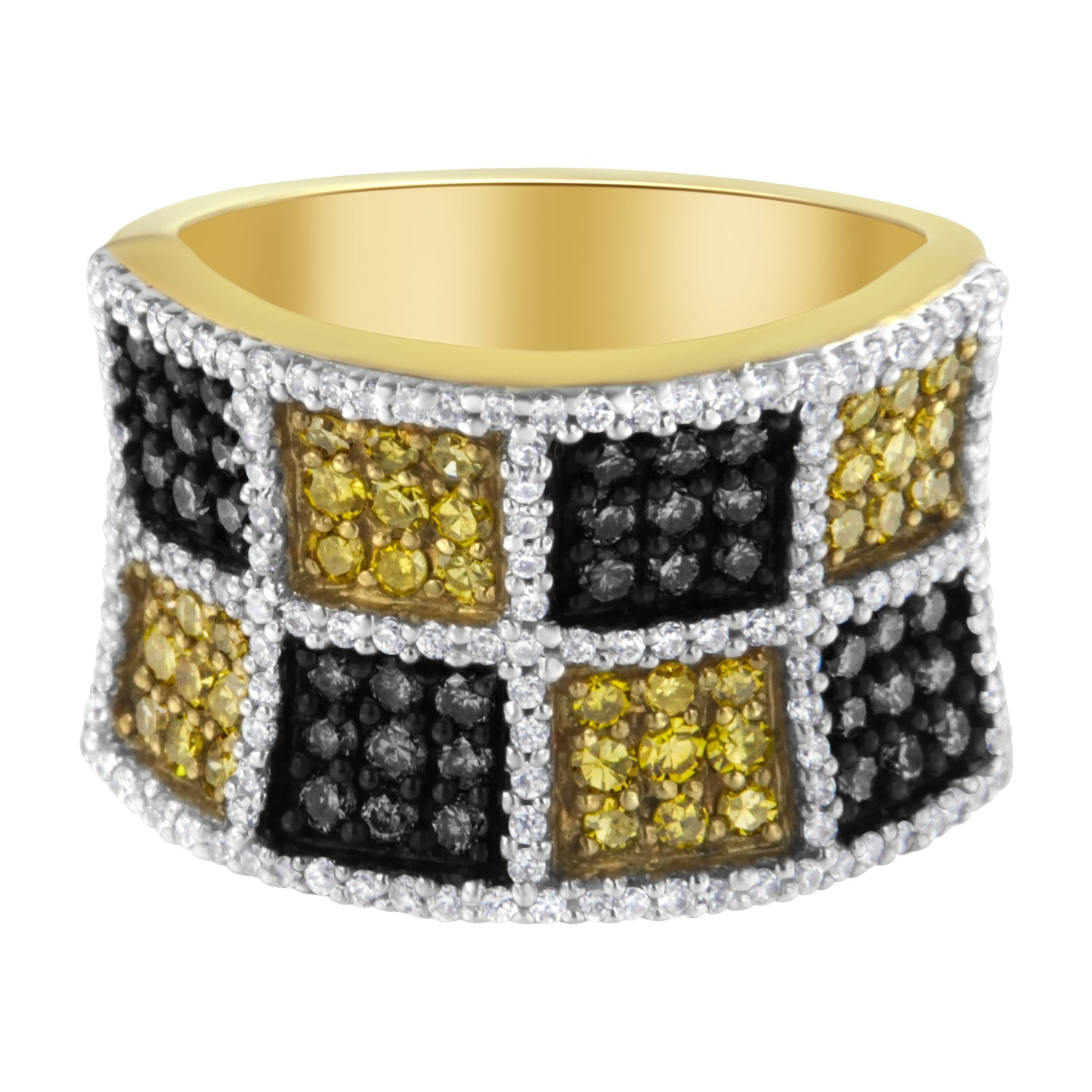 Anillo de Banda de Diamantes de Oro Amarillo de 14KT con Diamantes Champagne y Amarillos