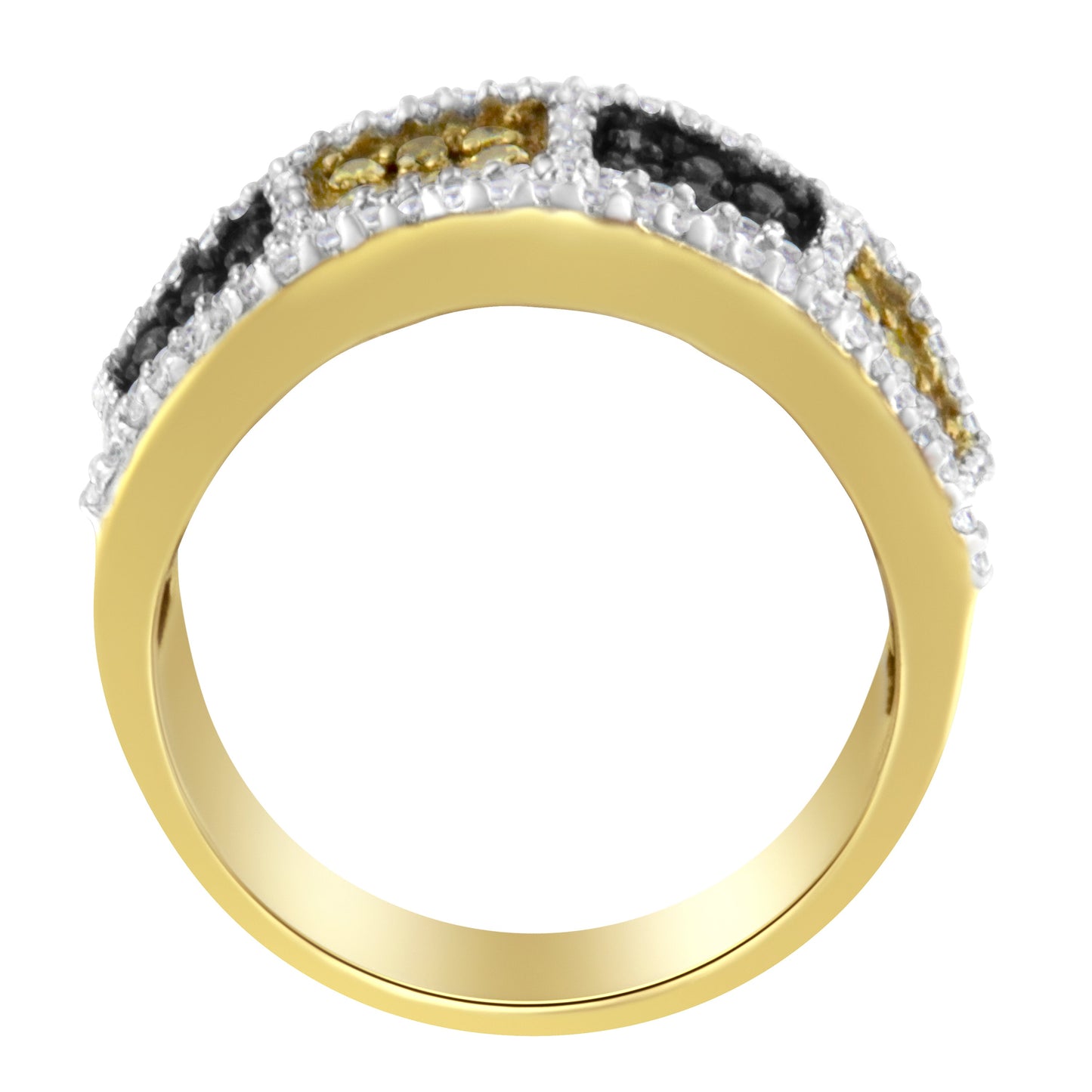 Anillo de Banda de Diamantes de Oro Amarillo de 14KT con Diamantes Champagne y Amarillos