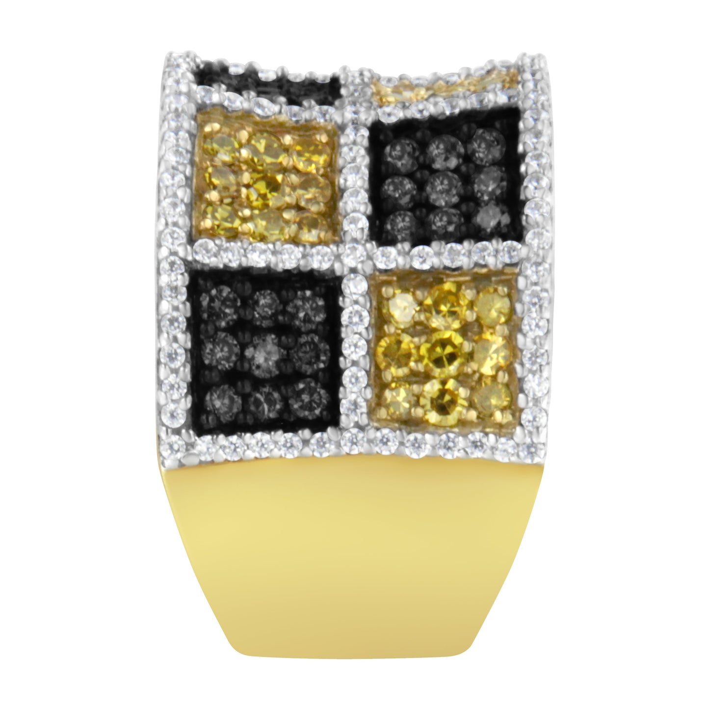 Anillo de Banda de Diamantes de Oro Amarillo de 14KT con Diamantes Champagne y Amarillos