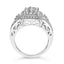 Anillo de cóctel de diamantes en oro blanco de 10K con halo de cojín de 1.0 Cttw - Talla 7