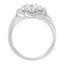 14K White Gold Floral Cluster Diamond Engagement Ring - Size 6