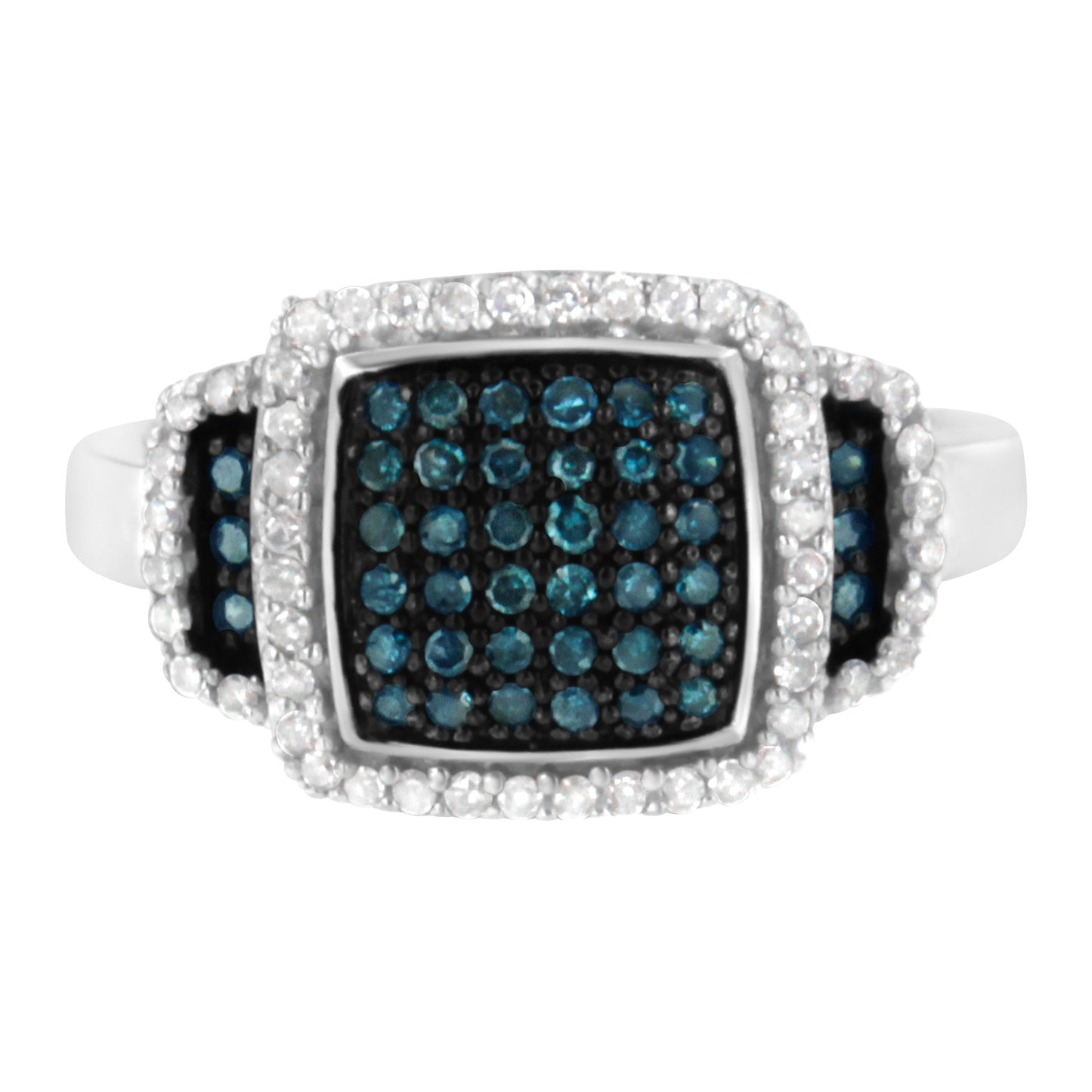 Black Rhodium Plated .925 Sterling Silver Diamond Cocktail Ring - Size 6