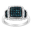 Black Rhodium Plated .925 Sterling Silver Diamond Cocktail Ring - Size 6