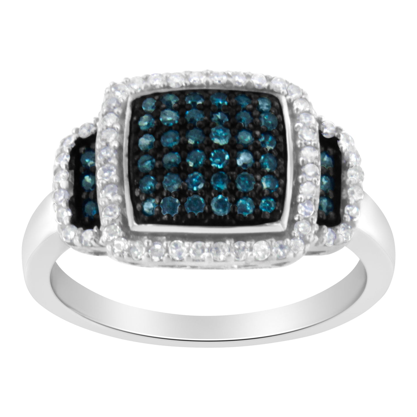 Black Rhodium Plated .925 Sterling Silver Diamond Cocktail Ring - Size 6