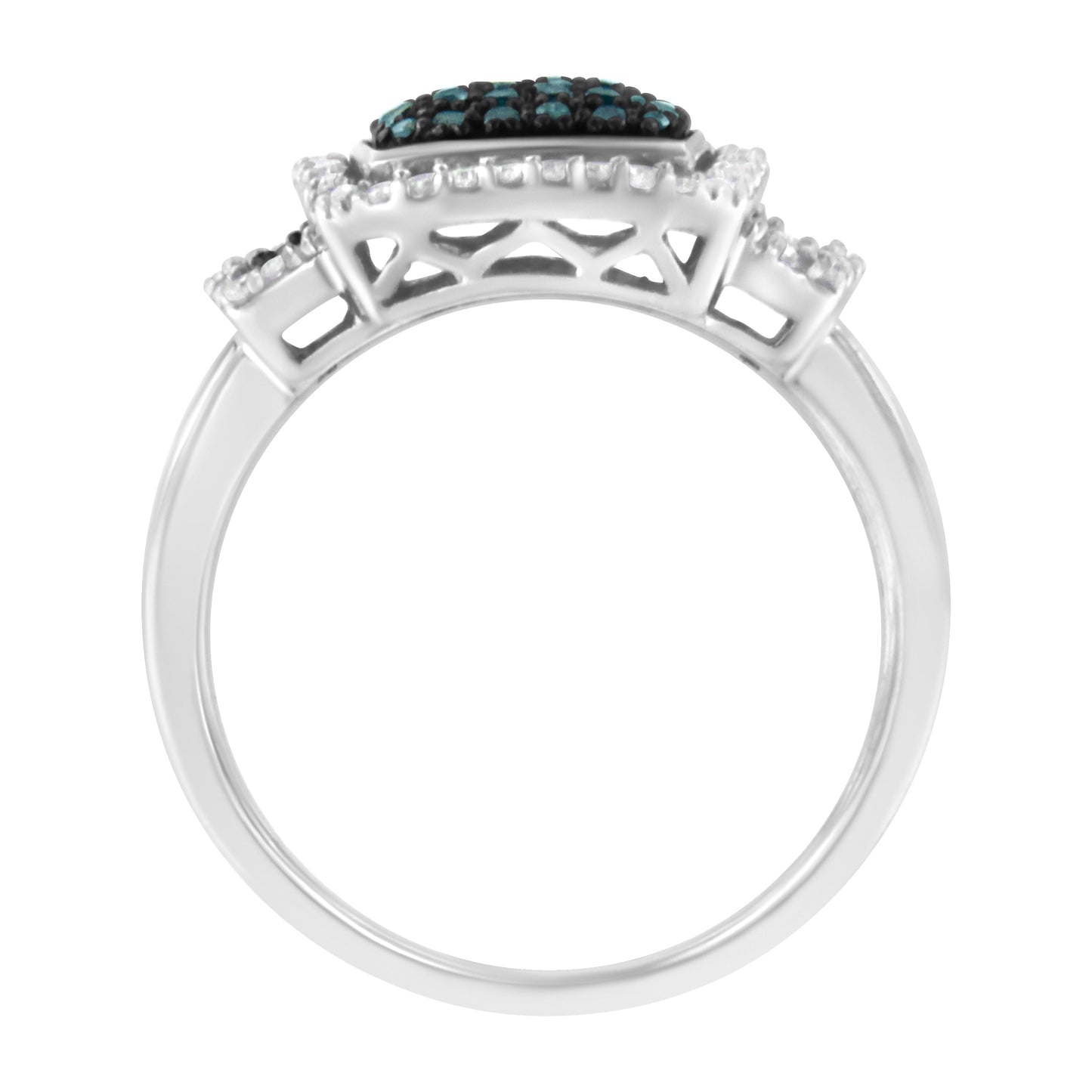 Black Rhodium Plated .925 Sterling Silver Diamond Cocktail Ring - Size 6