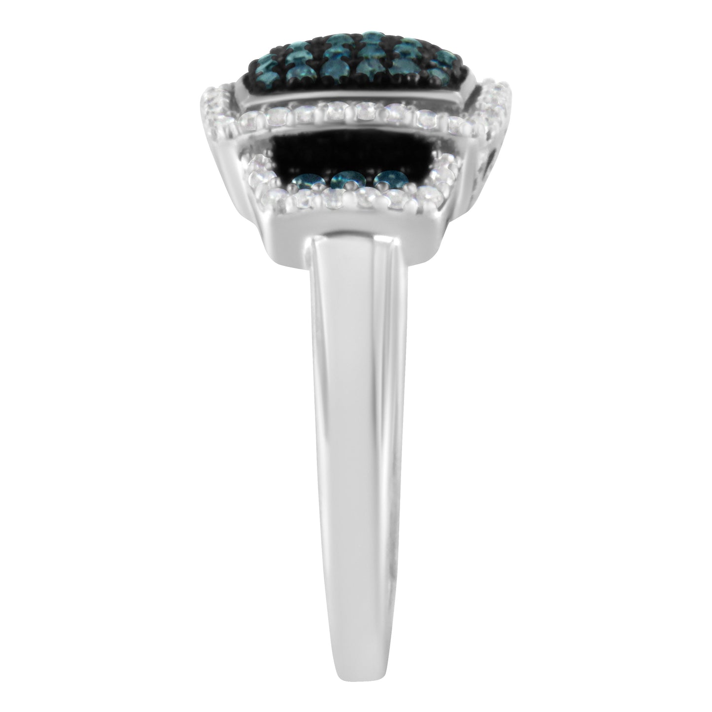 Black Rhodium Plated .925 Sterling Silver Diamond Cocktail Ring - Size 6