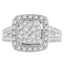 Bague de fiançailles en diamant en cluster en or blanc 10K - Taille 6-1/2