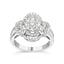 14K White Gold Diamond Floral Cluster Quatrefoil Ring - Size 6.75