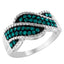 .925 Sterling Silver Treated Blue Diamond Cocktail Ring - Size 6-3/4