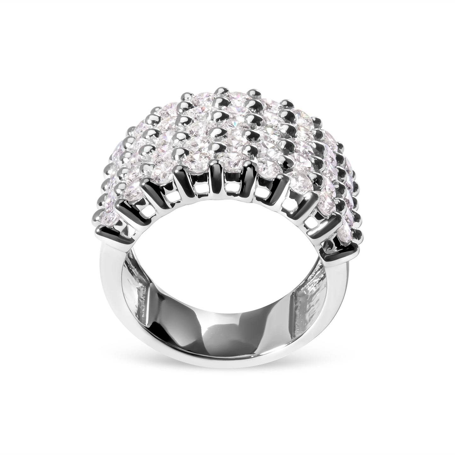 Anillo de 14k de oro blanco con diamantes de 4.0 Cttw en 5 filas - Talla 7