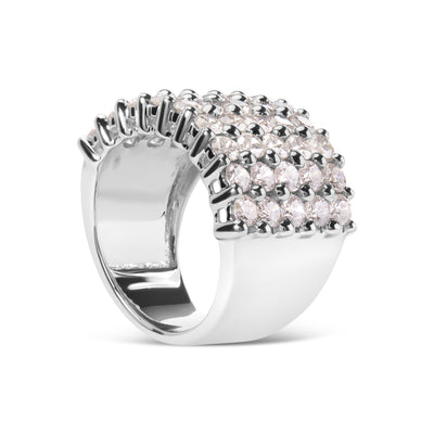 14k White Gold 4.0 Cttw Diamond 5 Row Ring Band - Size 7