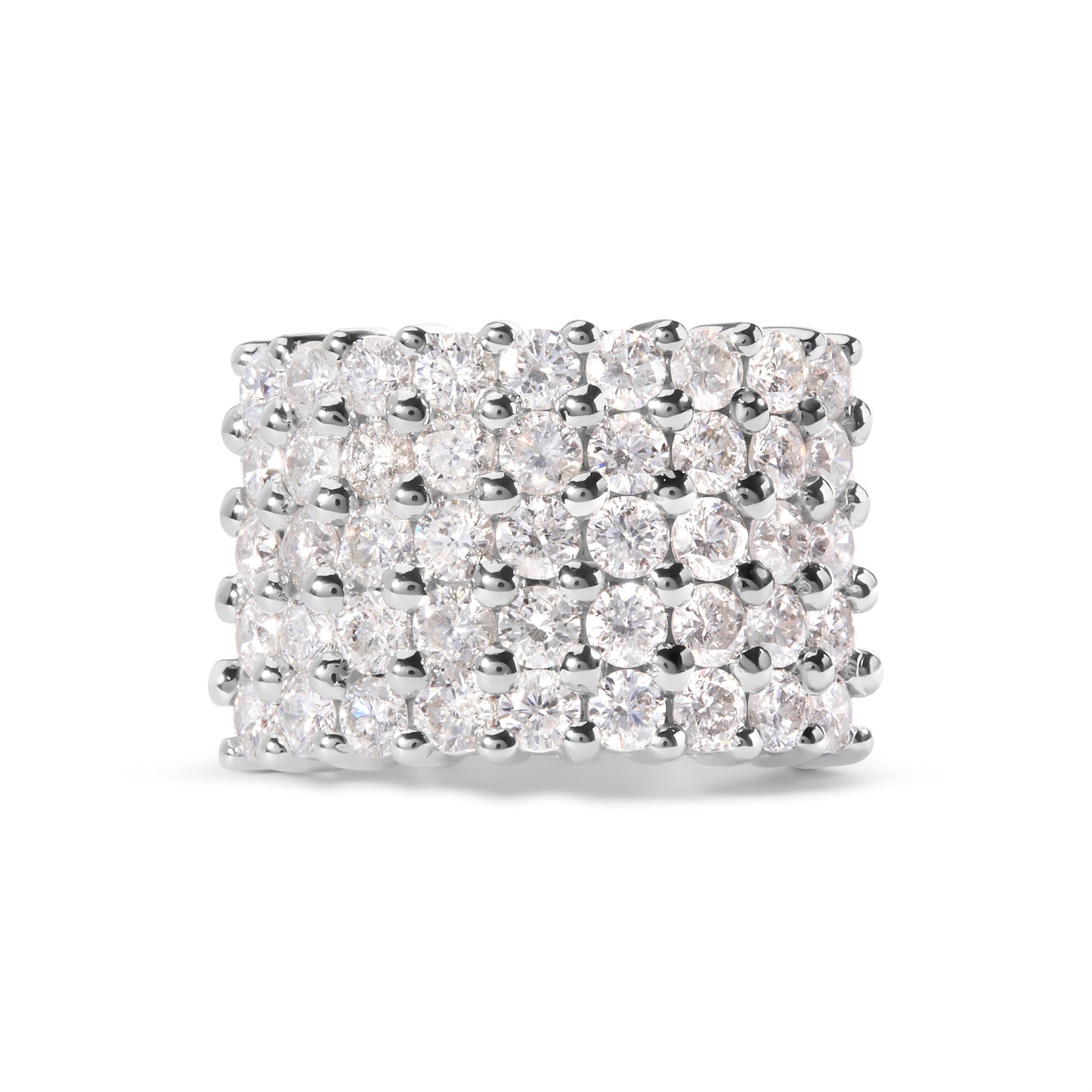 Anillo de 14k de oro blanco con diamantes de 4.0 Cttw en 5 filas - Talla 7