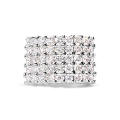 14k White Gold 4.0 Cttw Diamond 5 Row Ring Band - Size 7