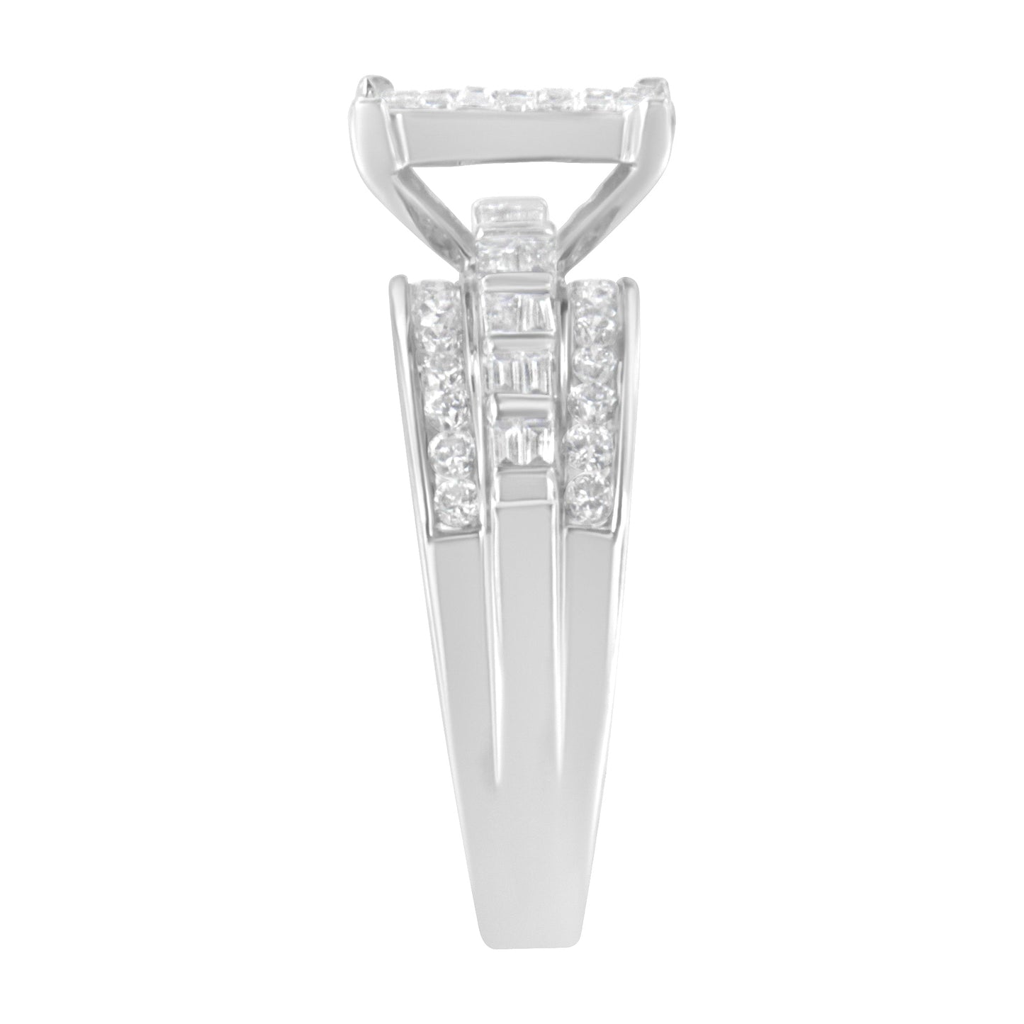 Bague de fiançailles en diamant en cluster taillé mixte en or blanc 14K - Taille 7