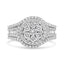 14K White Gold Diamond Floral Cluster Halo Ring - Size 7