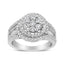 14K White Gold Diamond Floral Cluster Halo Ring - Size 7
