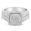 10K White Gold Diamond Cluster Engagement Ring - Size 6.75