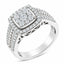 Bague de fiançailles en diamant en cluster en or blanc 10K - Taille 6.75