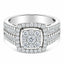 Bague de fiançailles en diamant en cluster en or blanc 10K - Taille 6.75