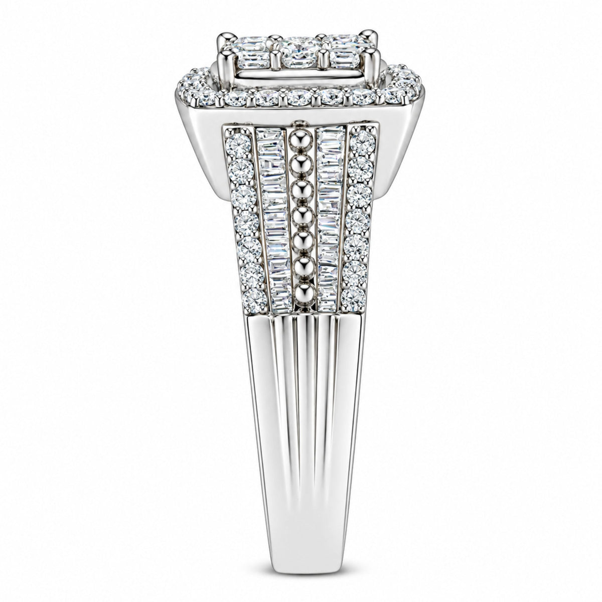 Bague de fiançailles en diamant en cluster en or blanc 10K - Taille 6.75