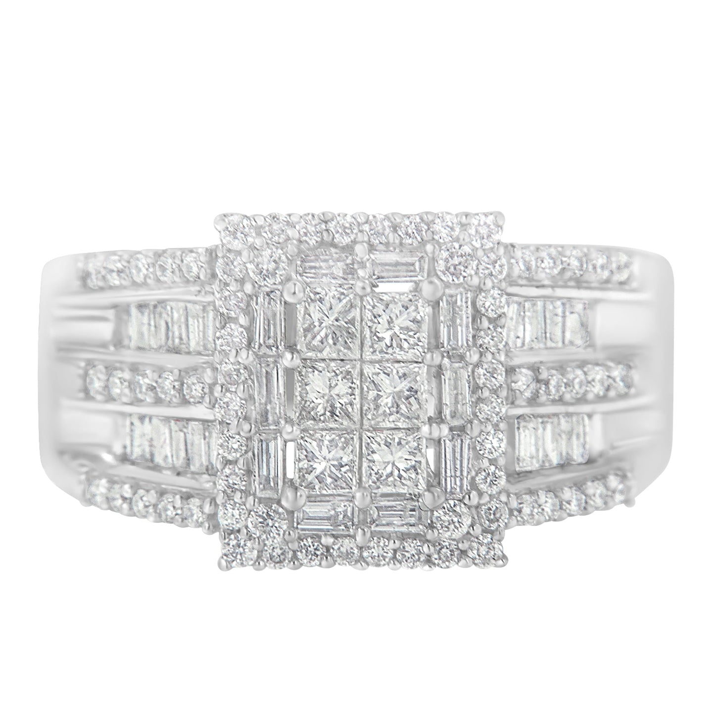 10K White Gold Diamond Cluster Engagement Ring