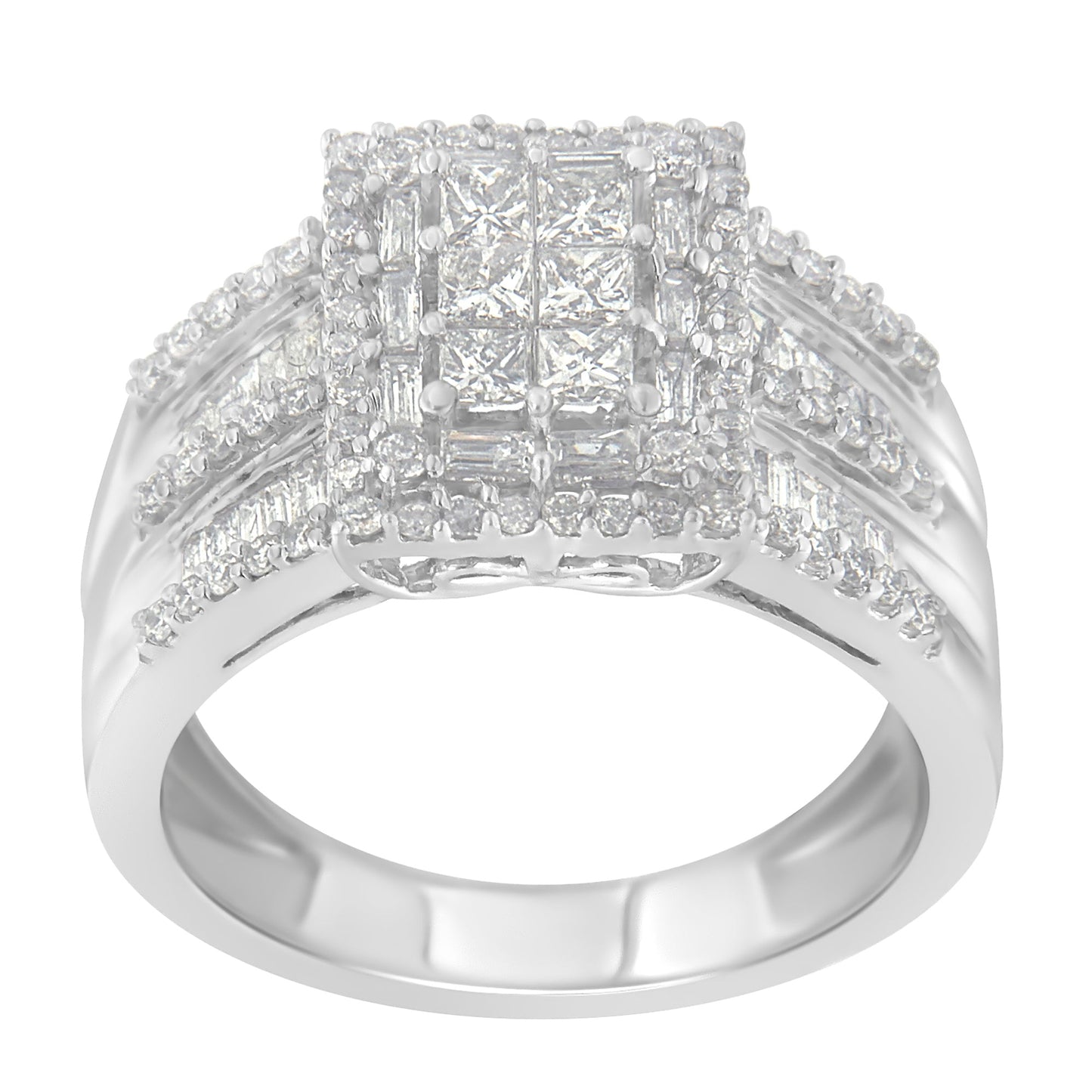 10K White Gold Diamond Cluster Engagement Ring