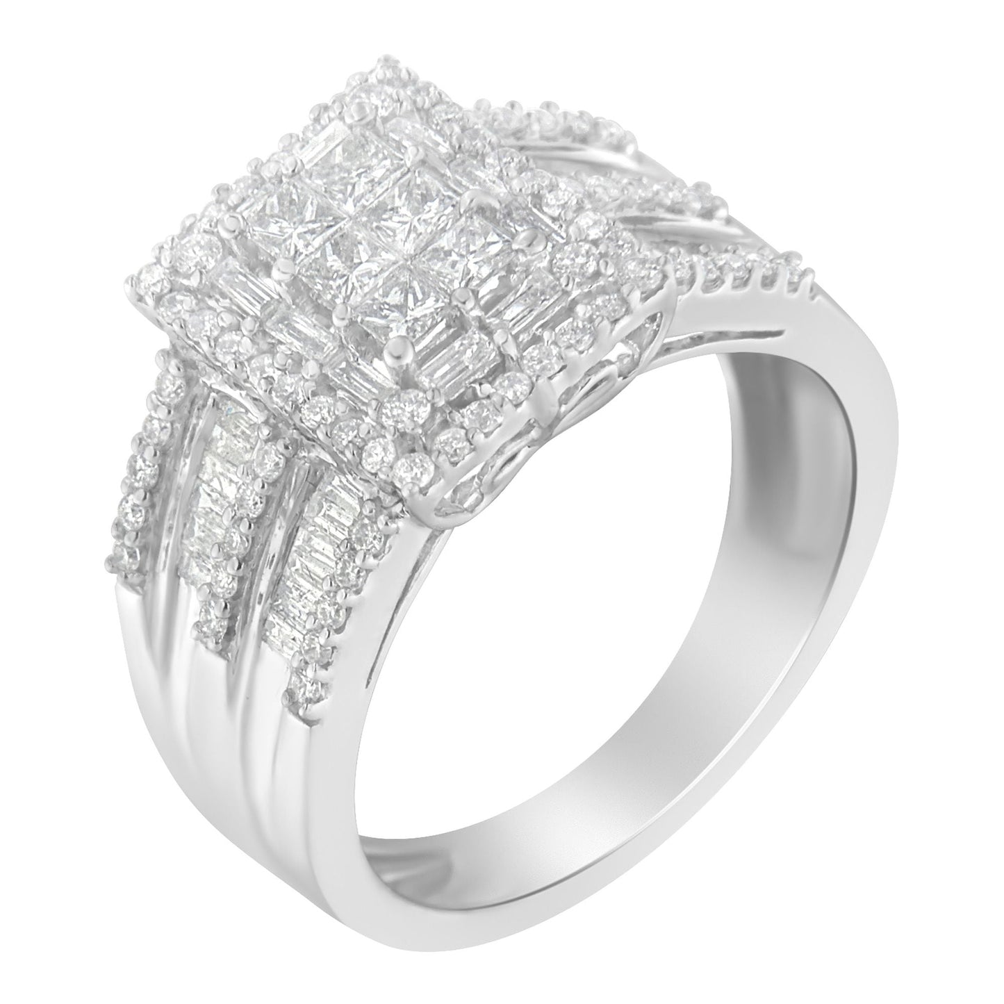 10K White Gold Diamond Cluster Engagement Ring