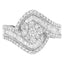 Bague cocktail en diamant floral en or blanc 14K