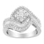 Bague cocktail en diamant floral en or blanc 14K