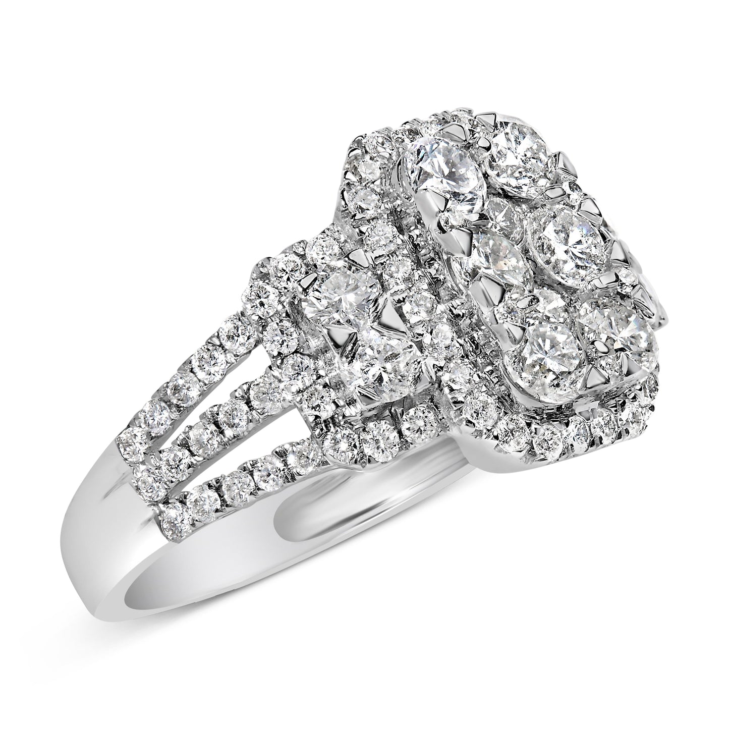 Bague cocktail en diamant en or blanc 14K - Taille 7