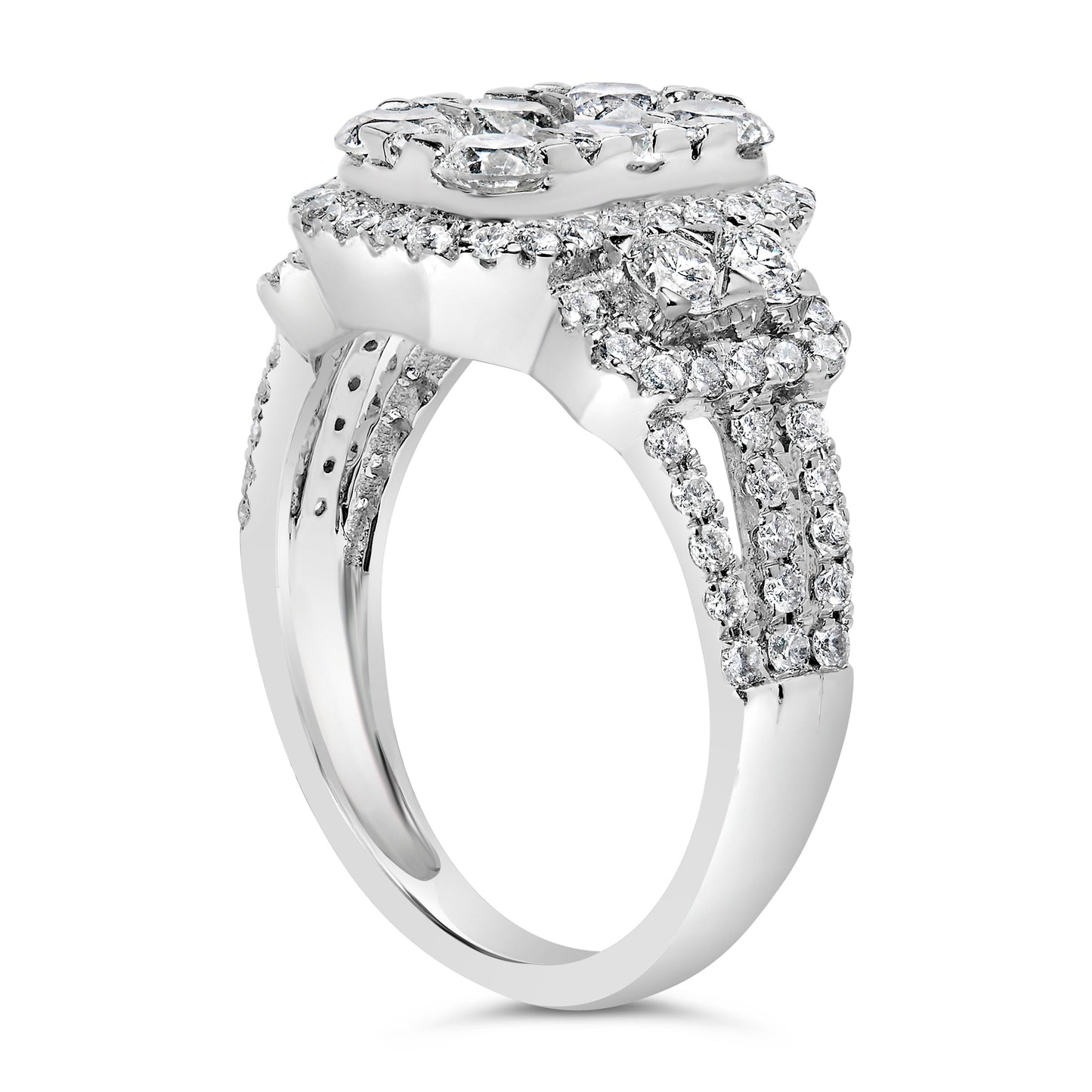 Bague cocktail en diamant en or blanc 14K - Taille 7