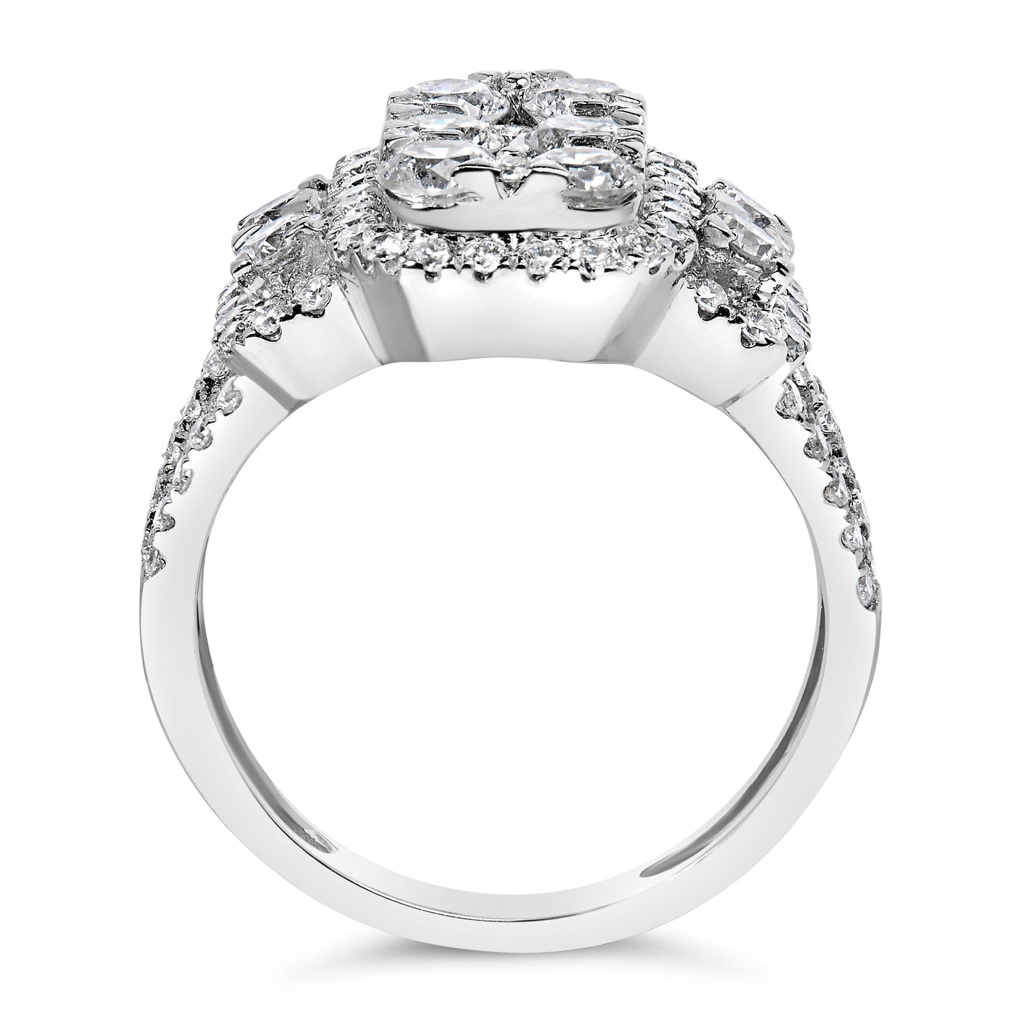 Bague cocktail en diamant en or blanc 14K - Taille 7