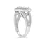 Anillo Halo de Diamante Corte Princesa de Plata Esterlina .925 - Tamaño 7