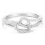 .925 Sterling Silver Diamond Open Heart Leaf Bypass Ring - Size 6