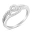 .925 Sterling Silver Diamond Open Heart Leaf Bypass Ring - Size 6
