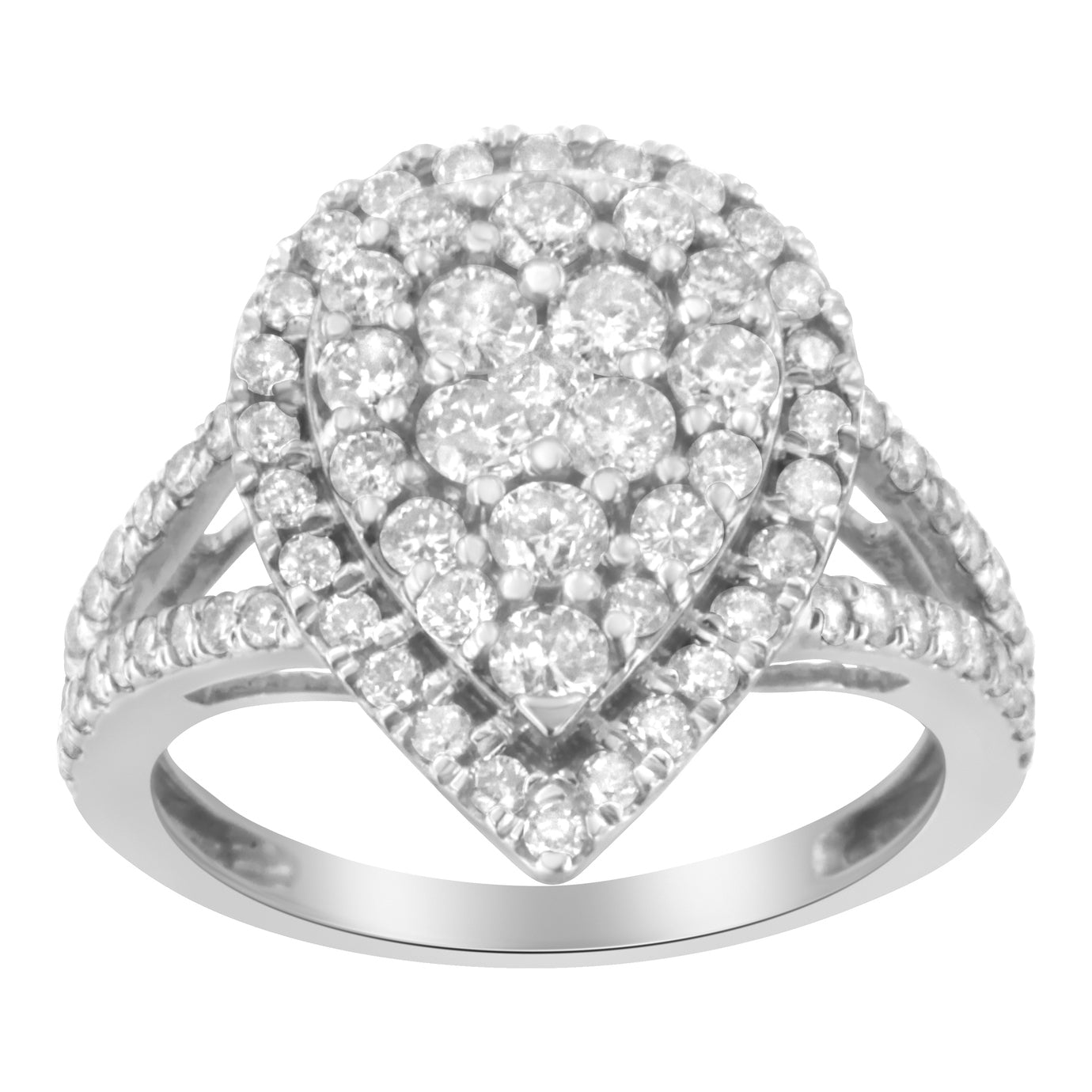 Anillo de Clúster de Diamantes de Plata Esterlina .925 - Talla 6