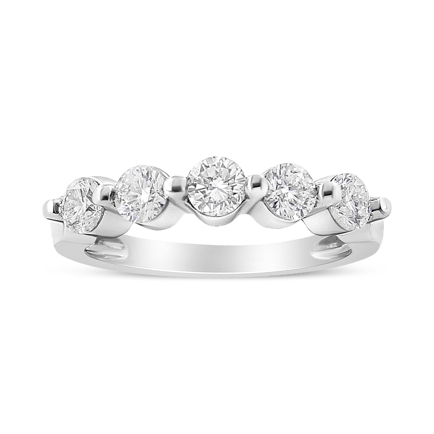 14K White Gold 5-Stone Diamond Band Ring - Size 7