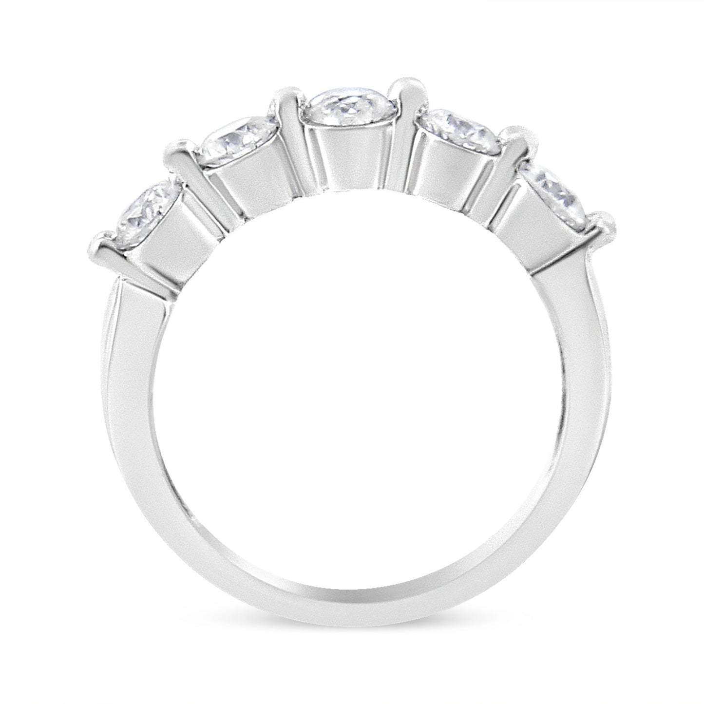 14K White Gold 5-Stone Diamond Band Ring - Size 7