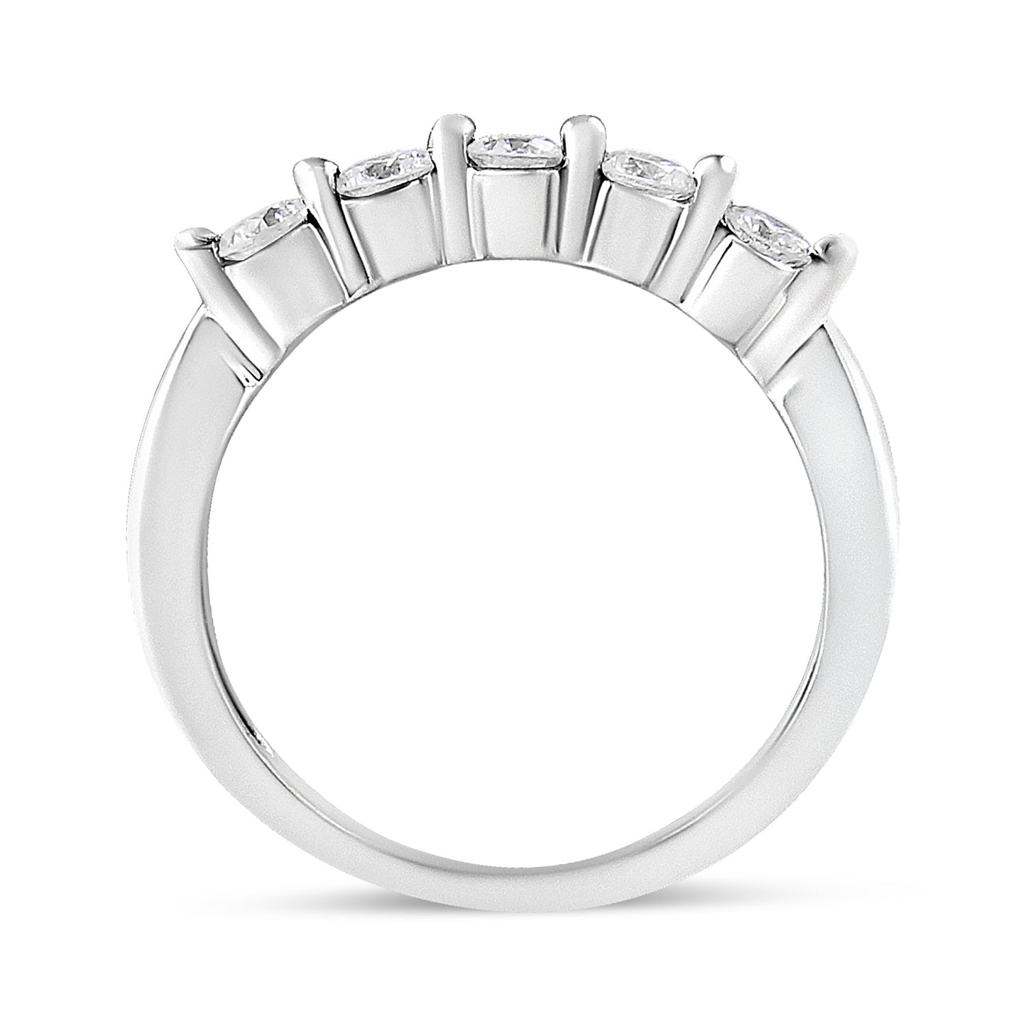 Bague de fiançailles en diamant à 5 pierres en or blanc 14K